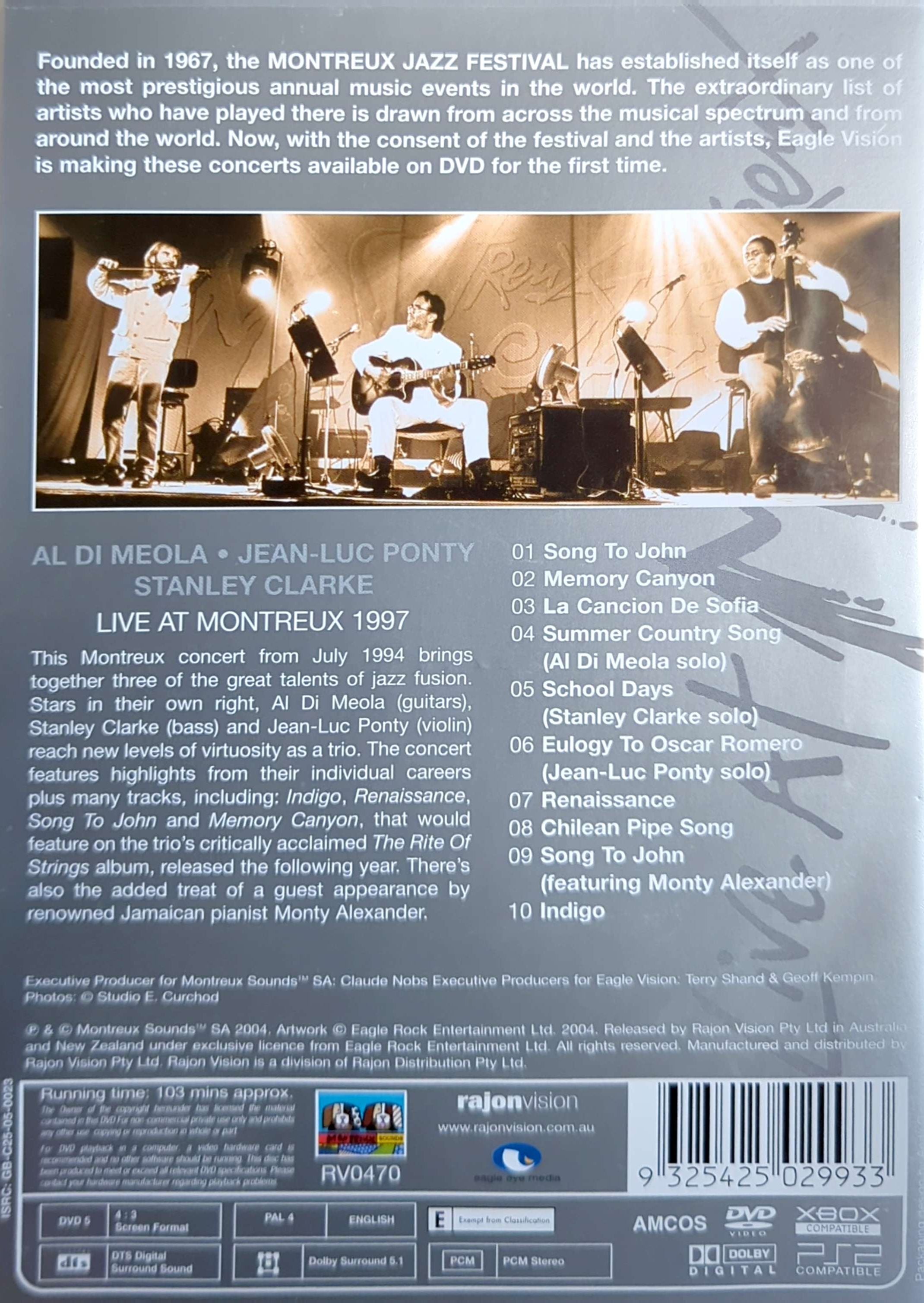 Al Di Meola, Jean-Luc Ponty, Stanley Clarke – Live At Montreux 1994 DVD