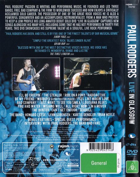 Paul Rodgers – Live In Glasgow DVD