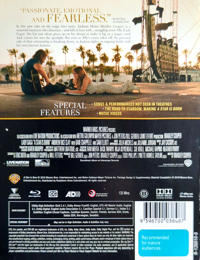 Star Is Born (2018) Blu-Ray (Ltd Ed Steelbook)