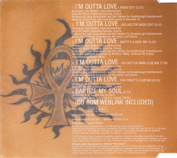 Anastacia - I'm Outta Love 6 Track CD Single
