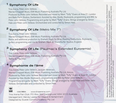 Tina Arena - Symphony Of Life 4 Track CD Single