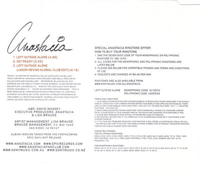 Anastacia - Left Outside Alone 3 Track CD Single
