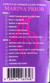 Marina Prior - Aspects Of Andrew Lloyd Webber Cassette Tape