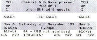 You Am I & Shihad - 1999 Arena Venue Brisbane Australia Vintage Ticket