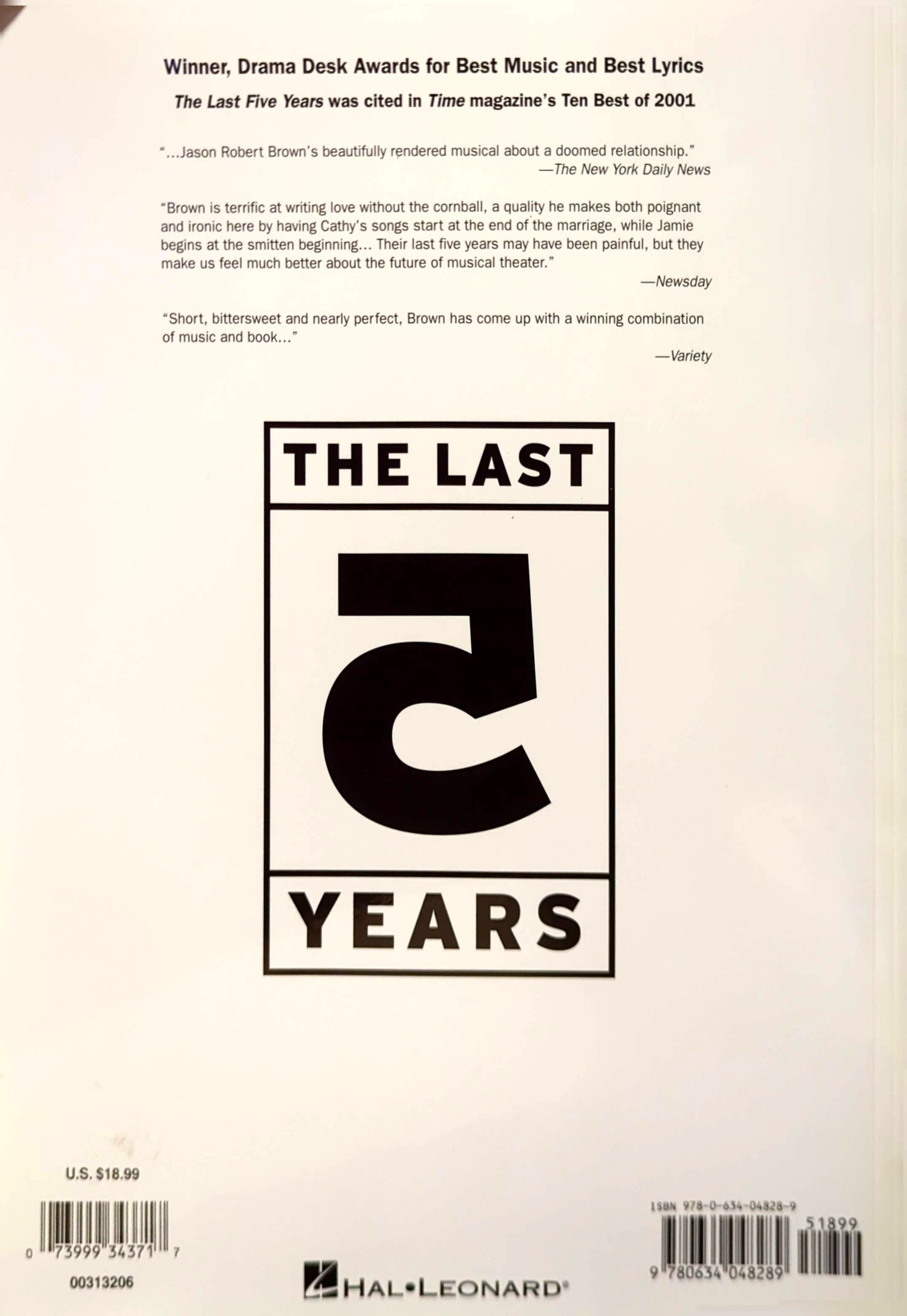 Last 5 Years - Vocal Selections: Sheet Music Book For Piano/Vocal/Guitar By Jason Robert Brown