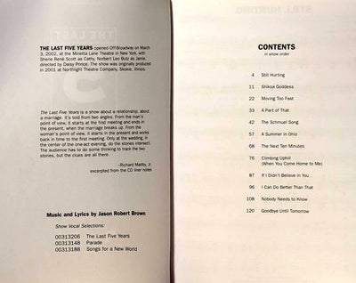 Last 5 Years - Vocal Selections: Sheet Music Book For Piano/Vocal/Guitar By Jason Robert Brown