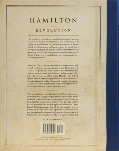 Hamilton - The Revolution Hardcover Book By Lin-Manuel Miranda & Jeremy McCarter (1st Ed) (Like New)
