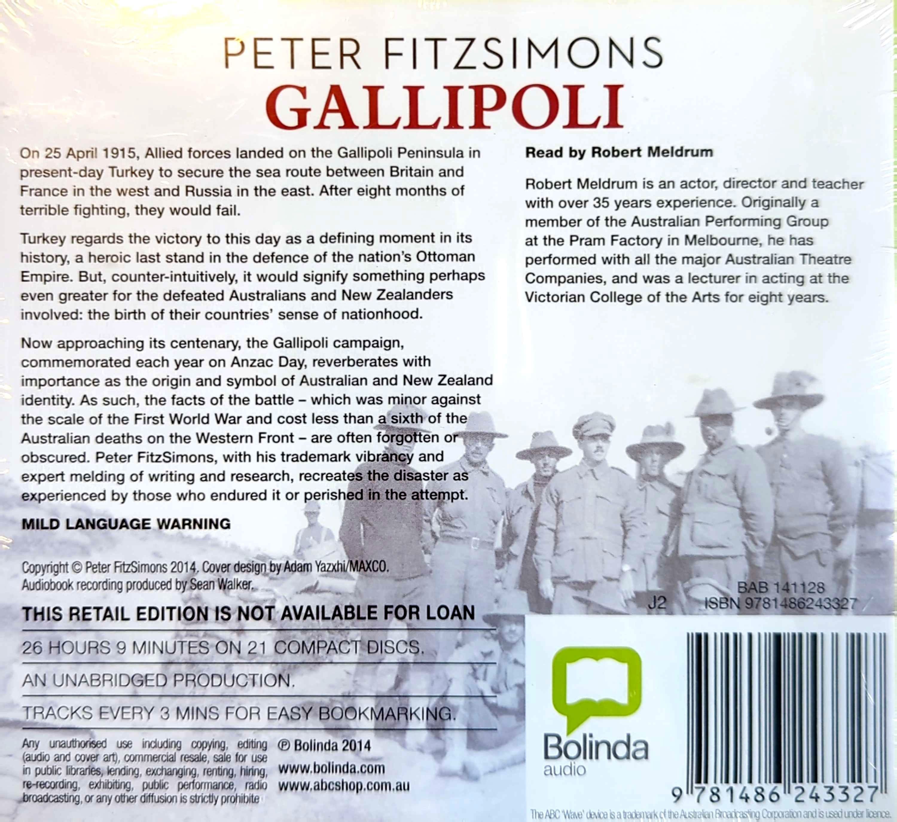 Gallipoli By Peter Fitzsimmons 21CD Audio Book (New)