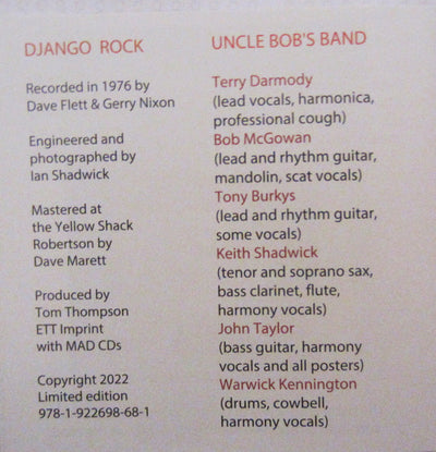 Uncle Bob's Band - Django Rock  1976 2CD (New)