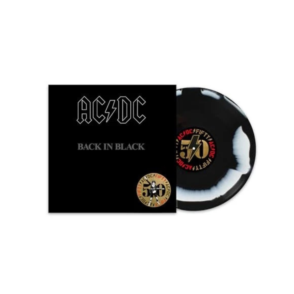 AC/DC – Back In Black Black White Swirl Coloured Vinyl LP