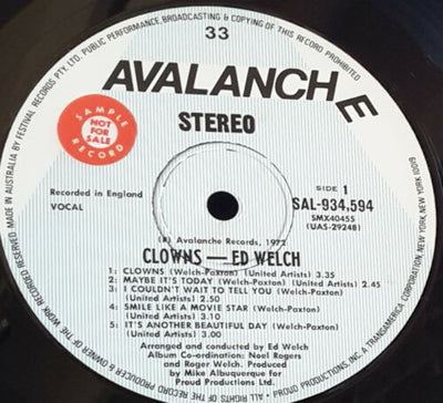 Ed Welch - Clowns Vinyl LP (Used)