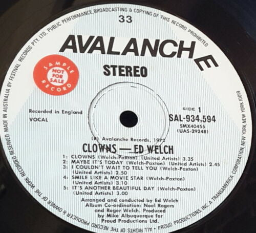 Ed Welch - Clowns Vinyl LP (Used)