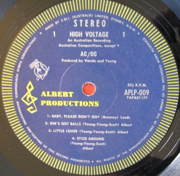 AC/DC - High Voltage 1975 Blue Label Silver Roo Vinyl LP (Used)