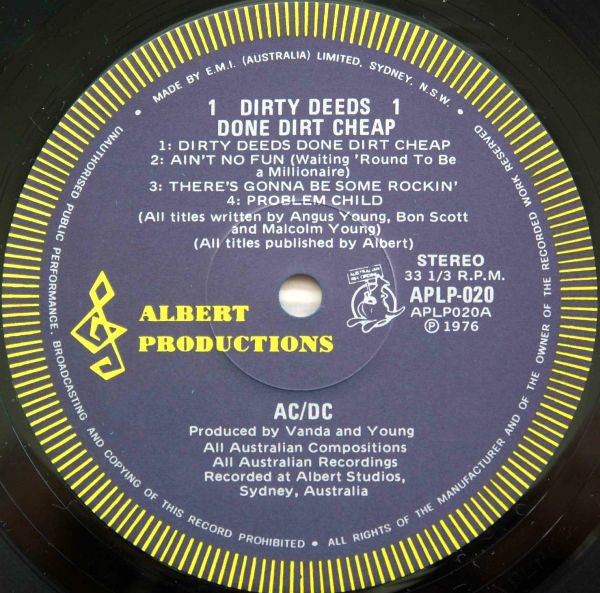 AC/DC - Dirty Deeds Done Dirt Cheap (Blue Label) Vinyl LP (Used)