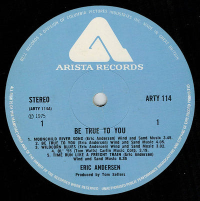 Eric Andersen - Be True To You Vinyl LP (Used)