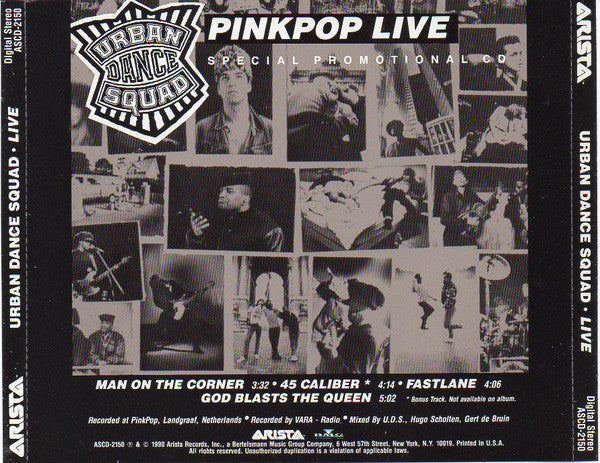 Urban Dance Squad – Hollywood Live / Pinkpop Live - Promo CD
