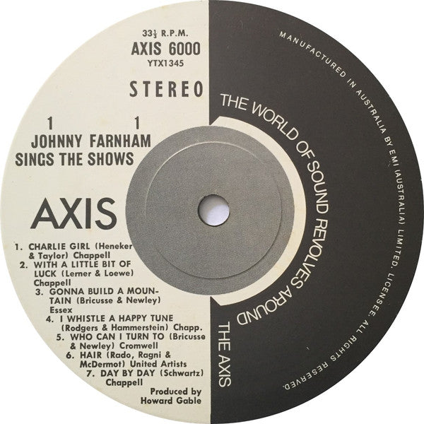 John Farnham - Johnny Farnham Sings The Shows Vinyl LP (Used)