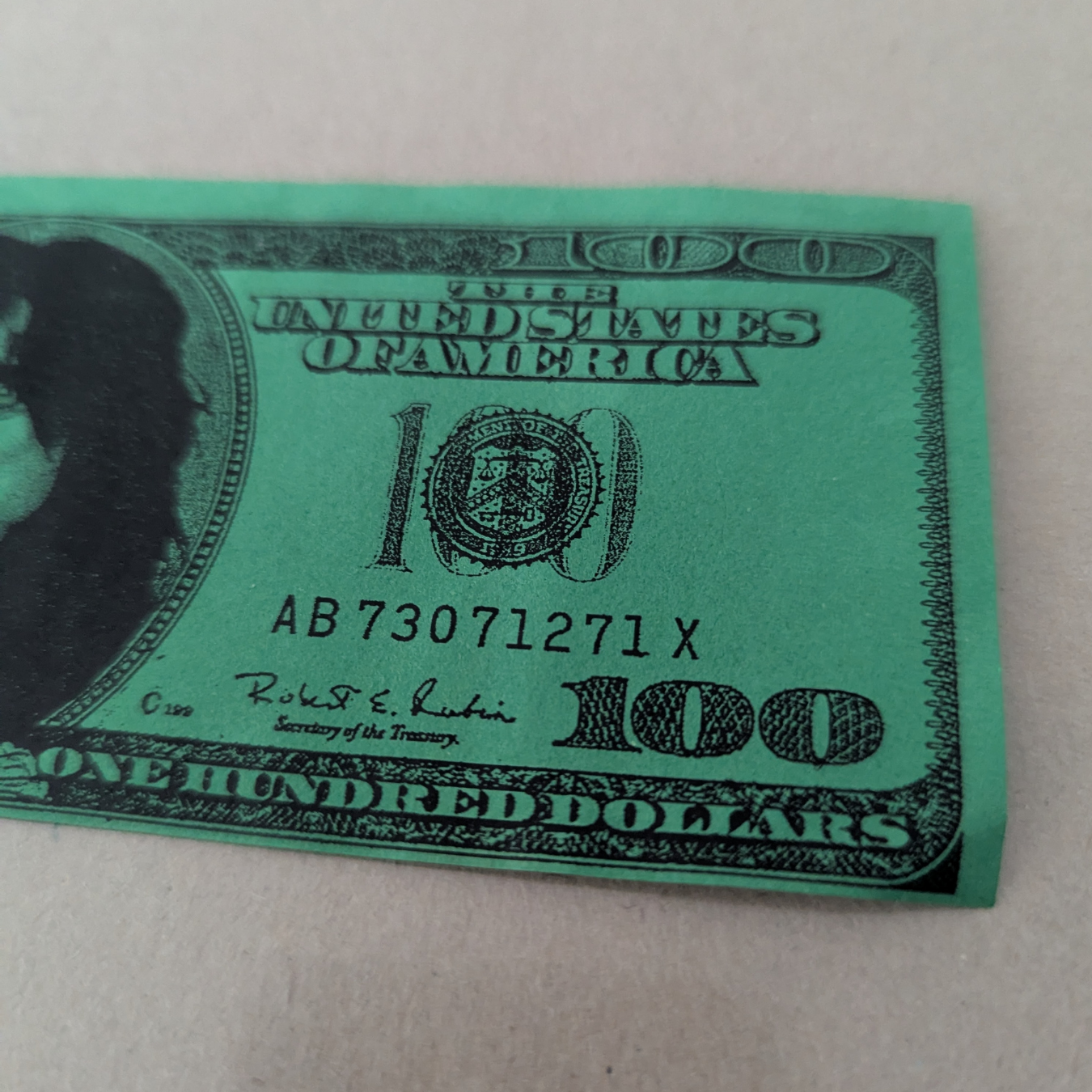 Alice Cooper - Dark Green Promotional $100 Bill