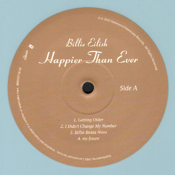 Billie Eilish - Happier Than Ever Limited Edition Pale Blue Coloured Vinyl 2LP (Used)