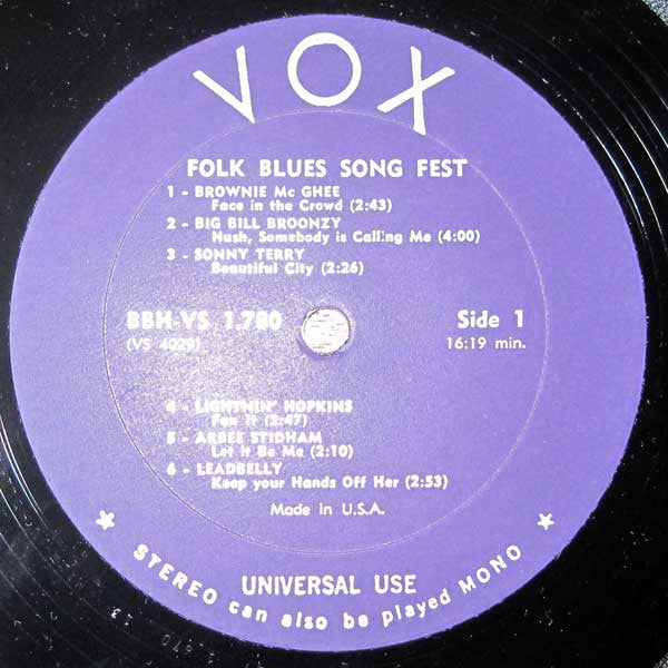 Various Artists - Folk Blues Song Fest Vinyl LP (Used)