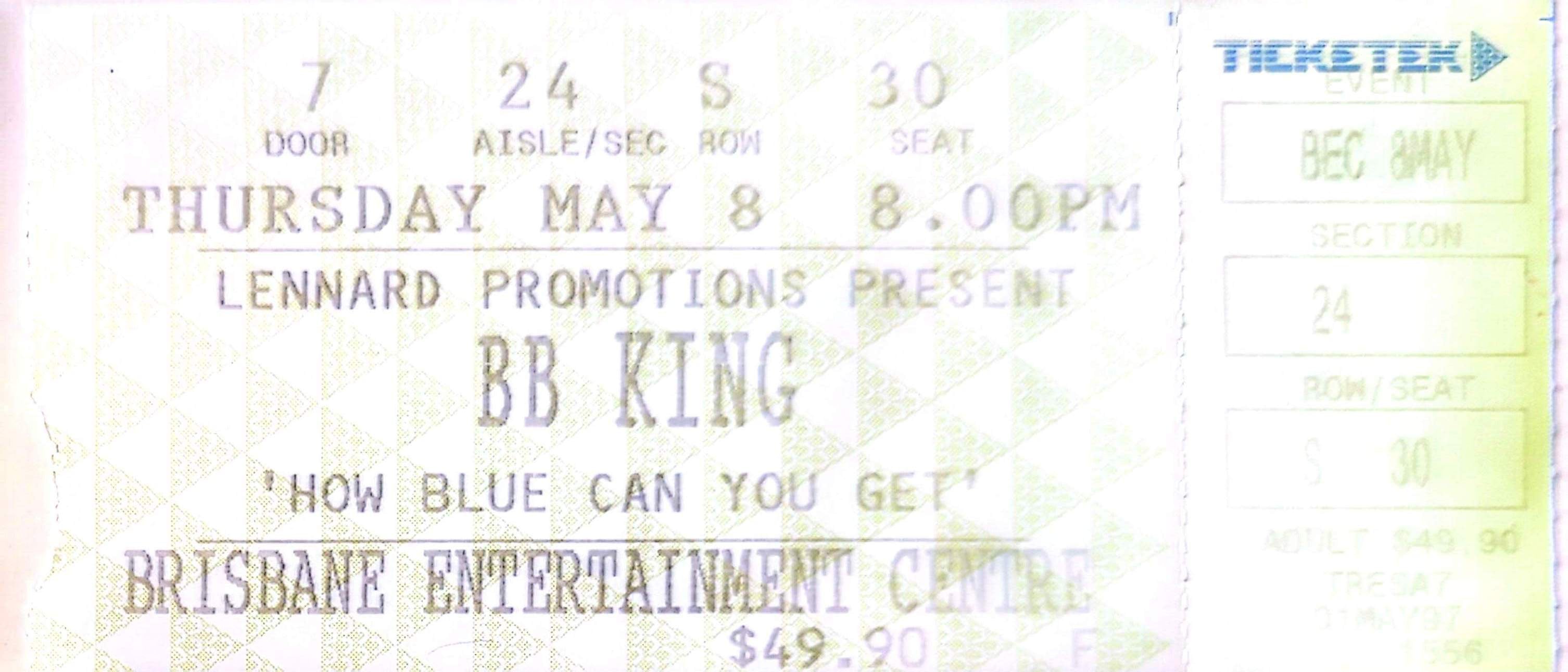 B.B. King - 1997 Original Vintage Concert Ticket Seat 30