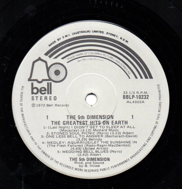 Fifth Dimension - Greatest Hits On Earth Vinyl LP (Used)