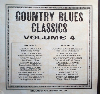 Various Artists - Country Blues Classics Volume 4 Vinyl LP (Used)