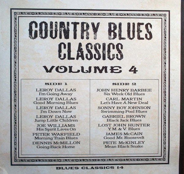 Various Artists - Country Blues Classics Volume 4 Vinyl LP (Used)