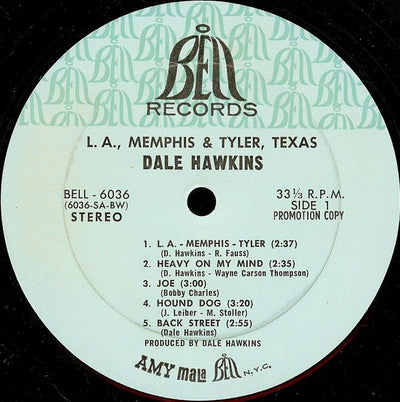 Dale Hawkins - L.A. (Memphis & Tyler Texas) Vinyl LP (Used)