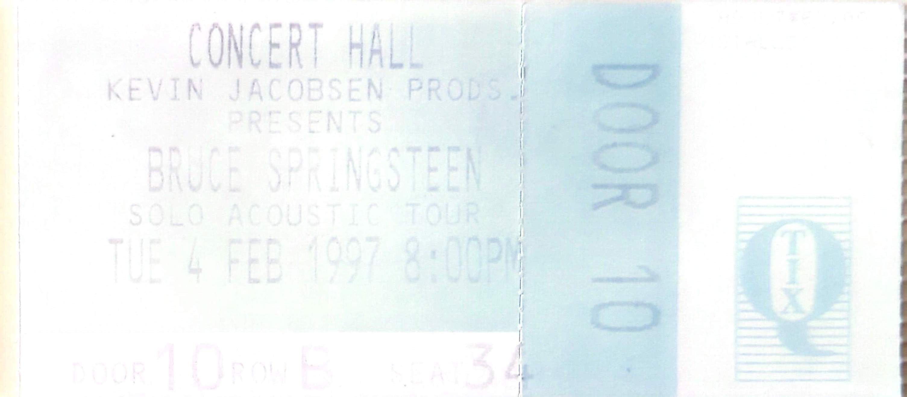 Bruce Springsteen - 1997 Original Vintage Concert Ticket Seat 34