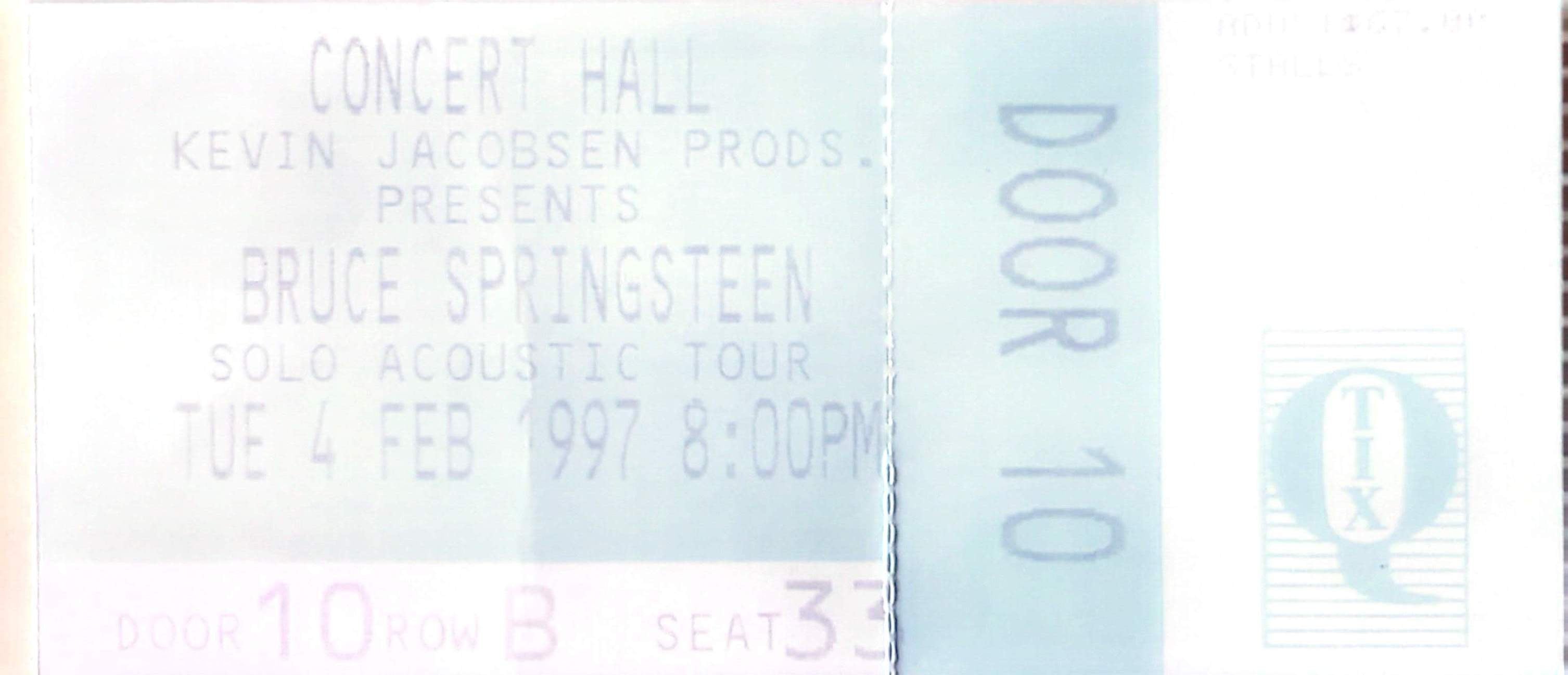 Bruce Springsteen - 1997 Original Vintage Concert Ticket Seat 33