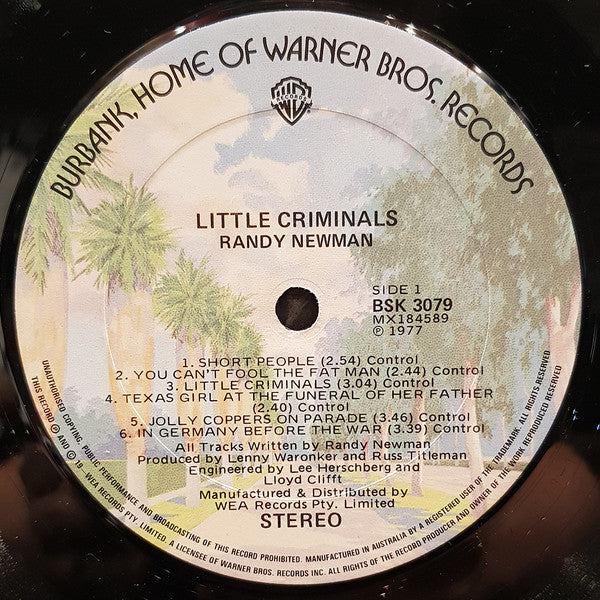 Randy Newman - Little Criminals Vinyl LP (Used)