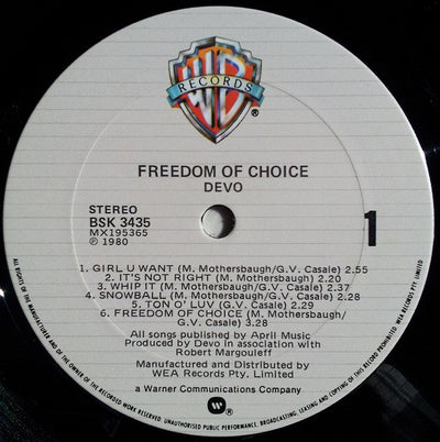 Devo - Freedom Of Choice Vinyl LP (Used)