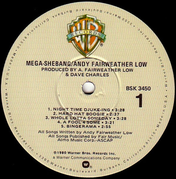 Andy Fairweather Low - Mega-Shebang Vinyl LP (Used)