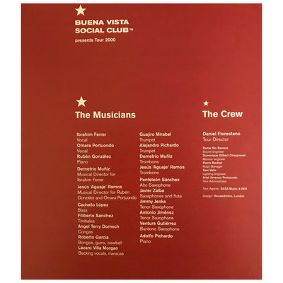 Buena Vista Social Club - Tour 2000 Orginal Concert Tour Program With Ticket