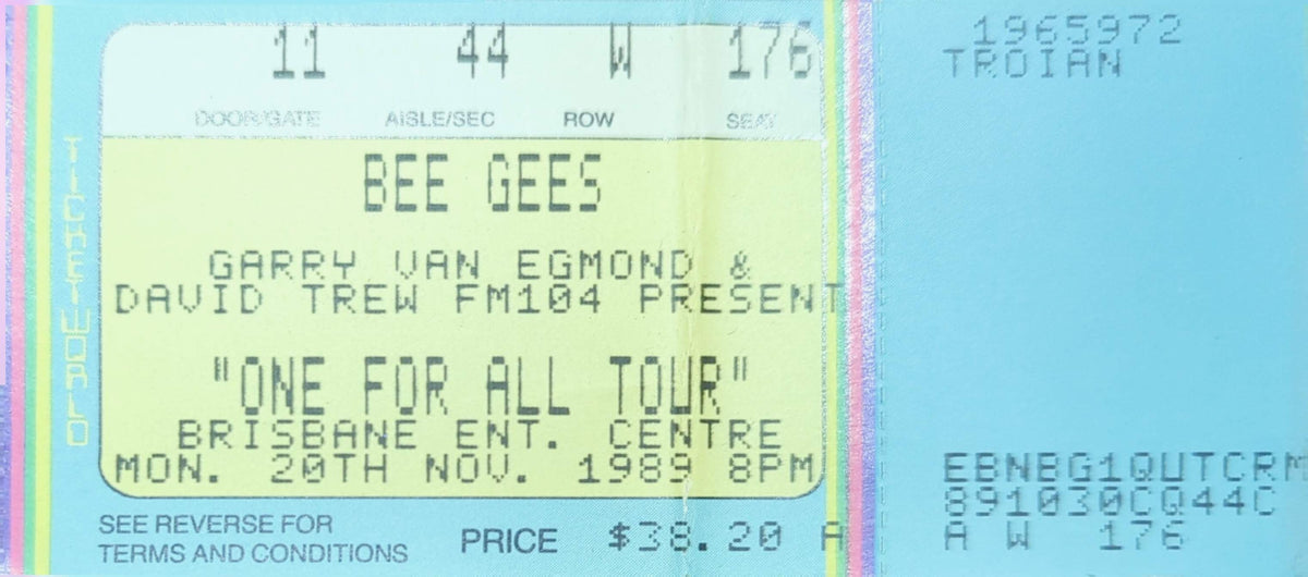Bee Gees - 1989 Original Vintage Concert Ticket Seat #W176