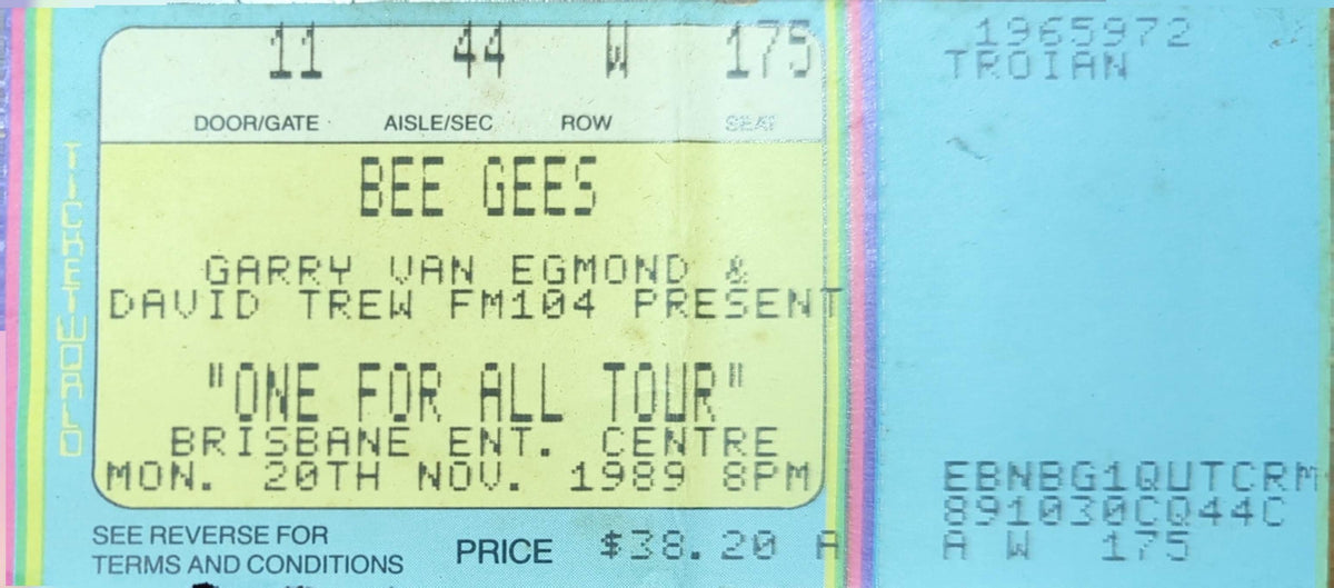 Bee Gees - 1989 Original Vintage Concert Ticket Seat #W175