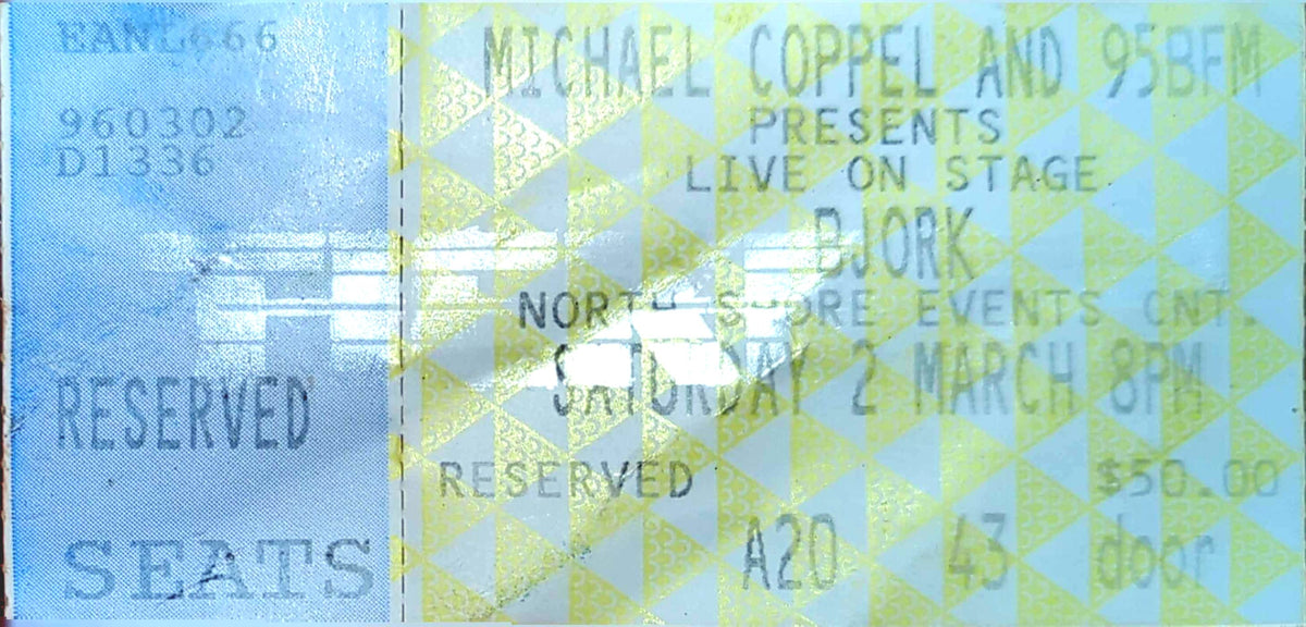 Bjork - 1996 Original Vintage Concert Ticket Seat #A20