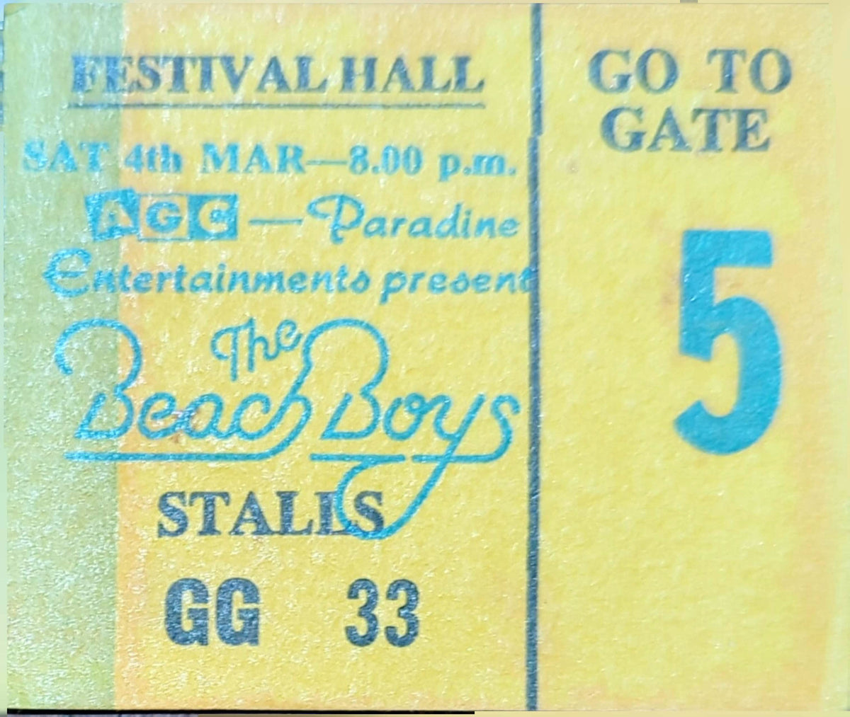 Beach Boys - 1978 Original Vintage Concert Ticket Seat #GG33