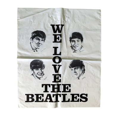 Beatles - Vintage 1970s We Love The Beatles White Shopping Bag
