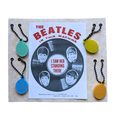 Beatles - 1960s Set Of 4 The Beatles In This Machine I Saw Her Standing There Gumball Charms/Keychains