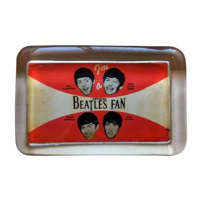 Beatles - Original 1960s I'm A Official Beatles Fan Glass Paperweight