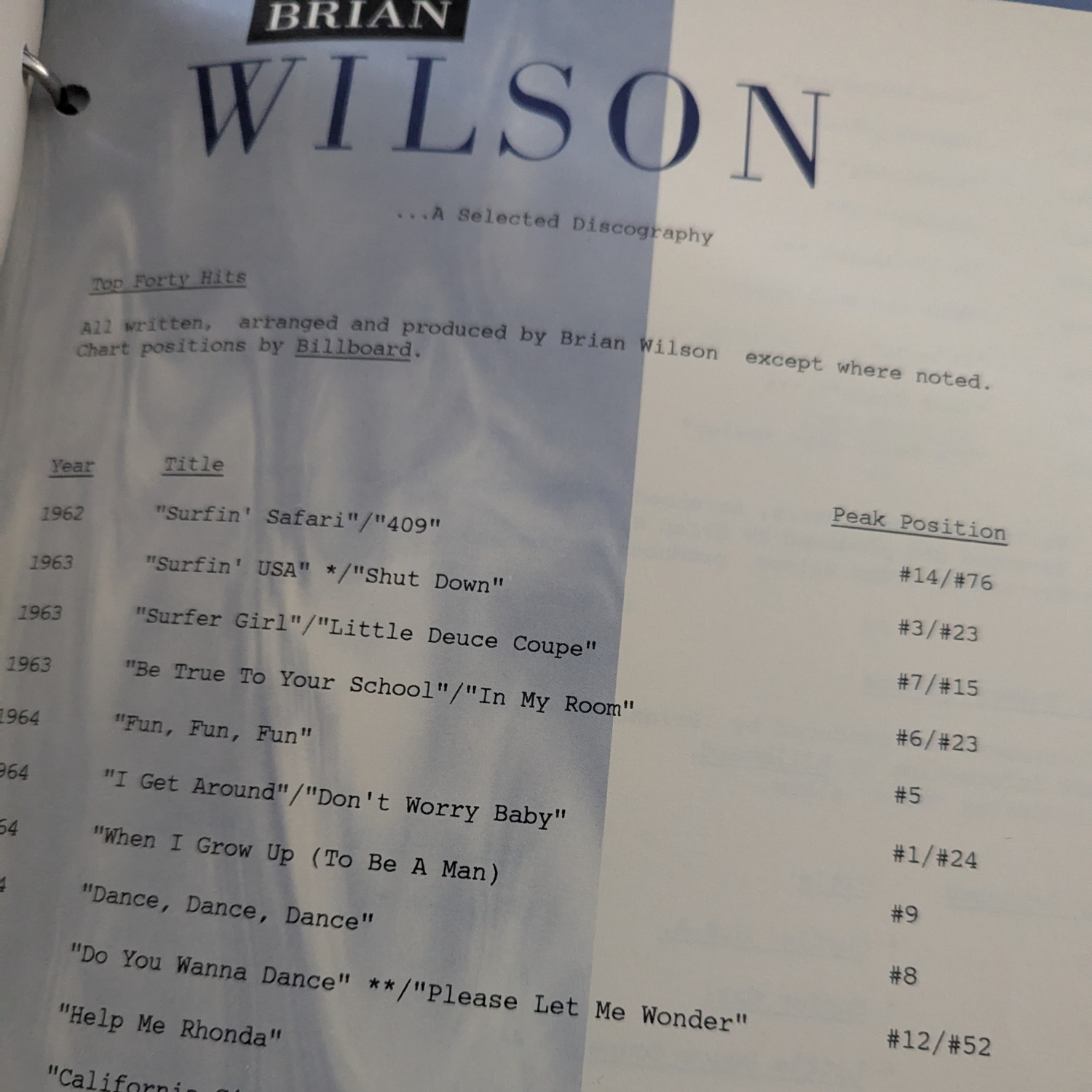 Beach Boys - Brian Wilson Press Kit 1991