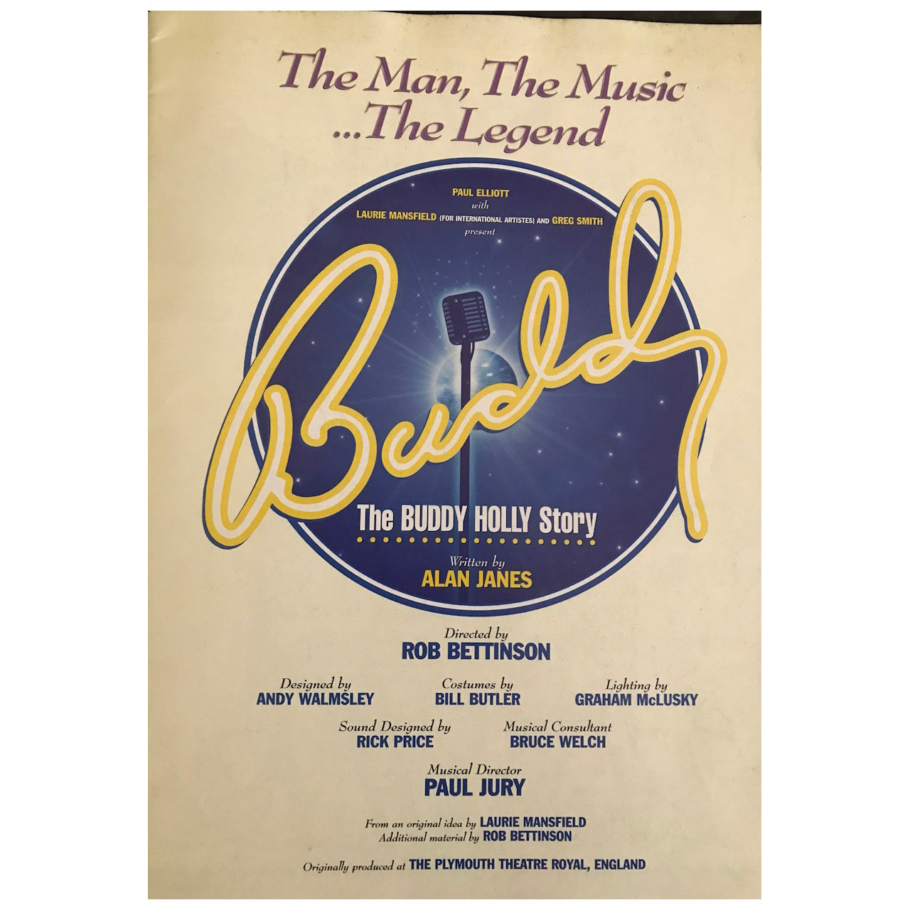Various Artists - Buddy, The Buddy Holly Story 1990's Original Musical Tour Program