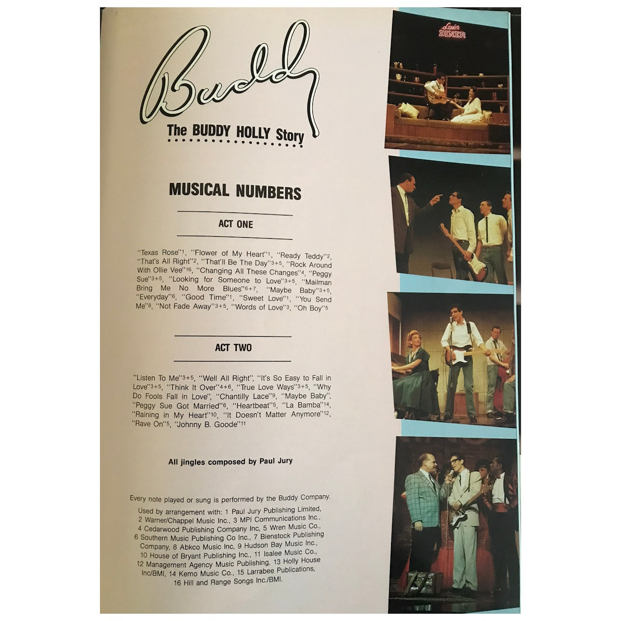 Various Artists - Buddy, The Buddy Holly Story 1990's Australia Original Musical Tour Program