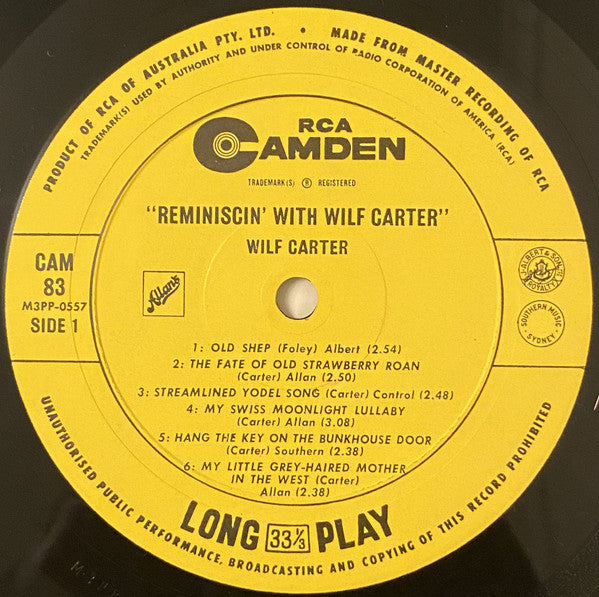 Wilf Carter - Reminiscin' With Wilf Carter Vinyl LP (Used)