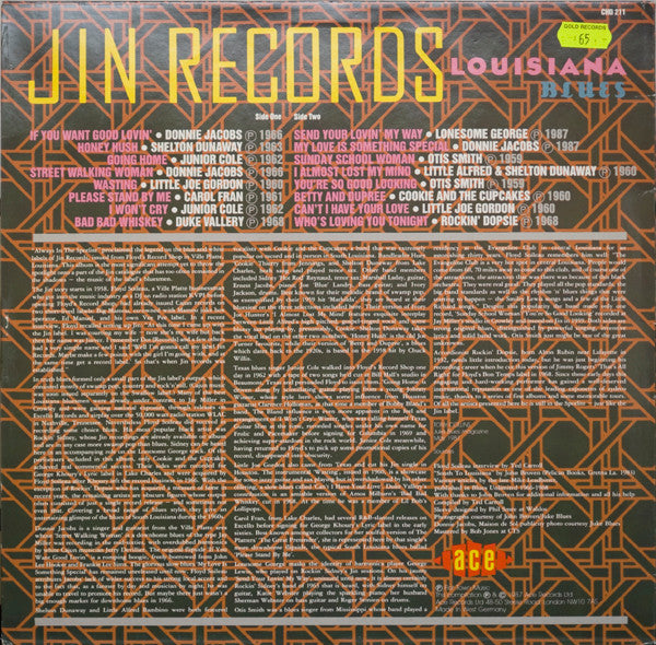 Various Artists - Jin Records: Louisiana Blues Vinyl LP (Used)