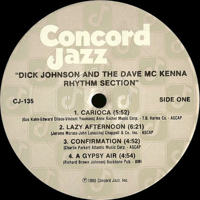 Dick Johnson & The Dave McKenna Rhythm Section - Spider's Blues Vinyl LP (Used)