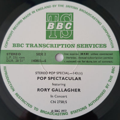 Rory Gallagher - Stereo Pop Special-143 Vinyl LP (Used)