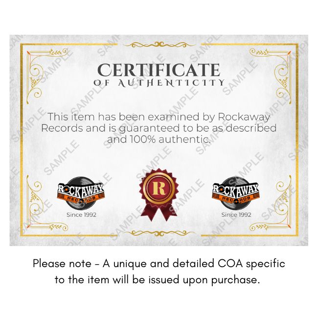Certificate of Authenticity with Rockaway Records branding on a white background